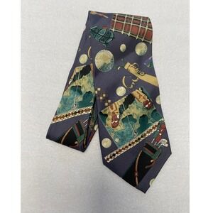 Golf Lovers Silk Tie Men Burgundy Green Plaid Pattern